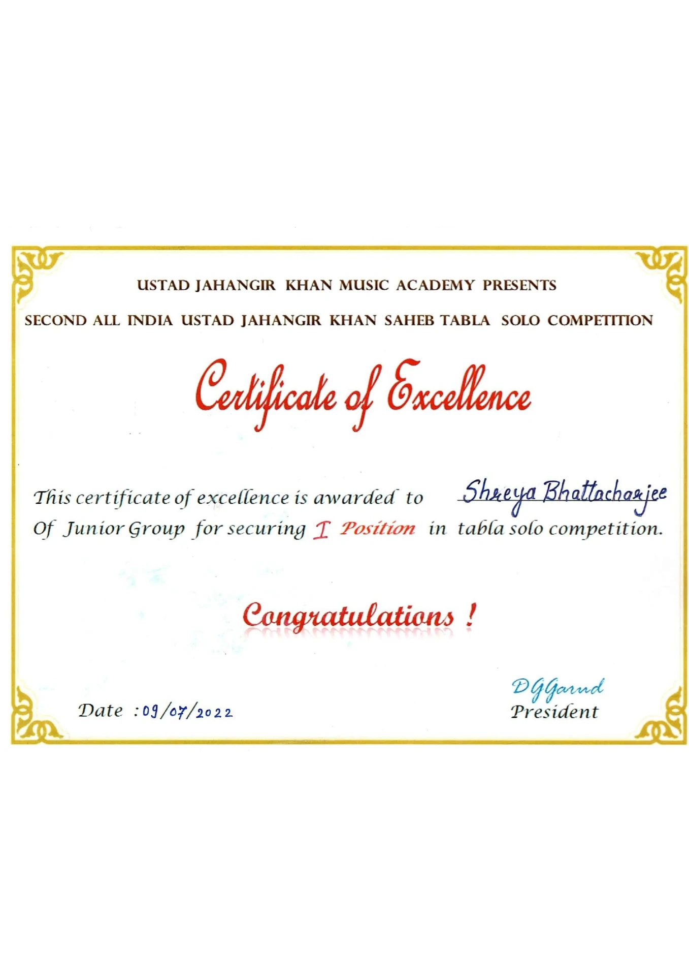 CERTIFICATE NEW-1(10)